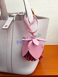 Real Leather Hand-made Flower Bag Charm Drop Decoration Hanging Ornament Key Chain Strap For Handbag Purse Car 3 Colors