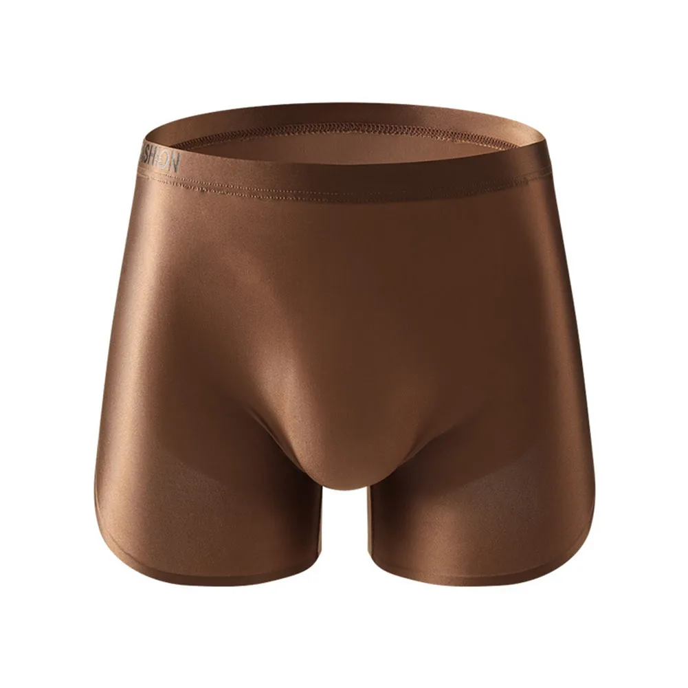 

Plus Size Men Ice Silk Breathable Satin Soft Underwear Panties Bulge Pouch Thin Simple Daily Man Boxers Shorts