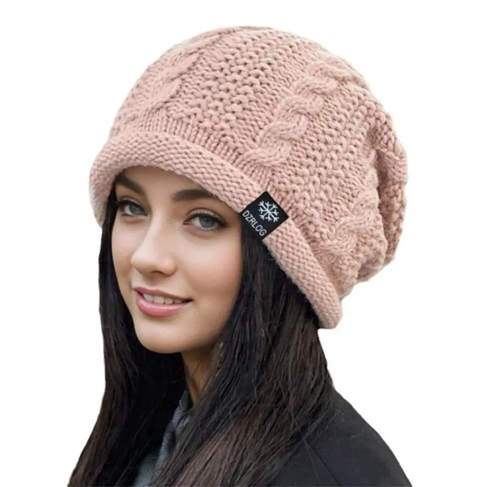

Fashion Comfy Stretch Women Knitted Hats Windproof Ear Protection Knit Slouchy Beanie Coldproof Winter Hat Outdoor