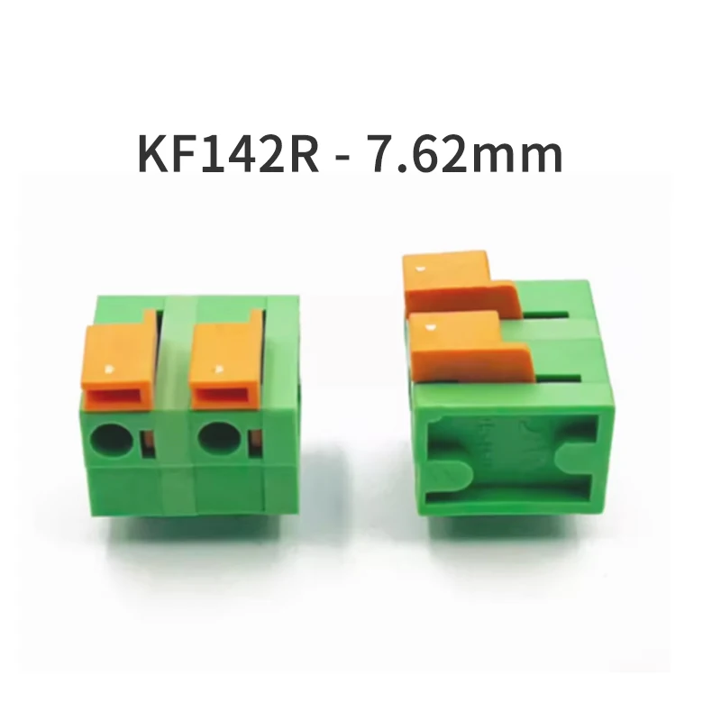 (1 Piece) 142R 7.62 Spring Loaded PCB Terminal Block KF142R - 7.62mm Screwless Quick Press Bent Pin Splicable 2P 3P 4P ~ 12P