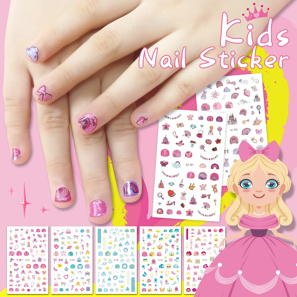 Cartoon Prinses Nagel Stickers Voor Kinderen Diy Nail Art Decoratie Meisjes Make-Up Nagel Stickers Kawaii Manicure Folie Nail Art Stickers