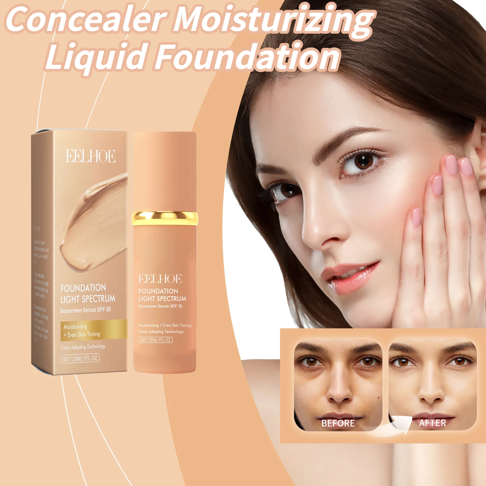 コンシーラー ウォーミング リキッド ファンデーション 強力なコンシーラー 保湿リキッド ファンデーション 若さを高める 光沢 保湿＆美白