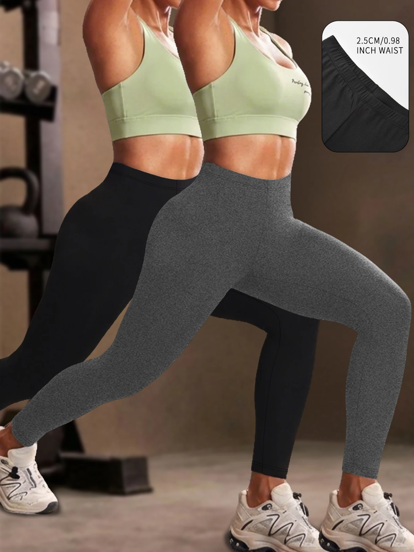 

2 pack Women's Low Rise Workout Leggings - Super Soft High Elastic Tights for Yoga Running Training Daily Life