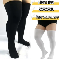 Chaussettes longues de style japonais et coréen pour femmes, chaussettes au-dessus du genou, bas noirs, grande taille, monochromatique, élastique