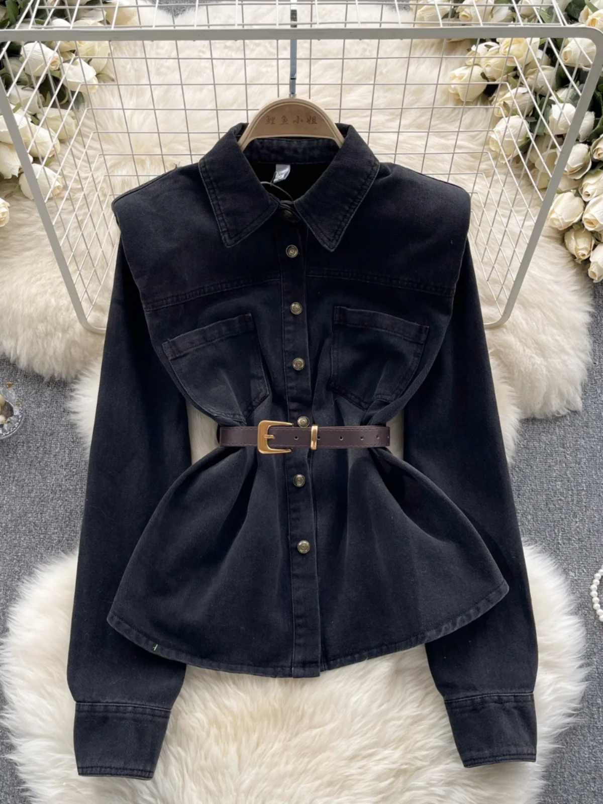 Csa vaquera desgastada Retro para mujer, ropa de calle adeazante con cintura, diseño de nicho, Top de moda, estilo corea...