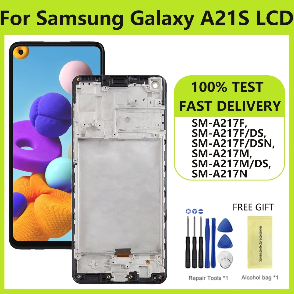 Display Screen for Samsung Galaxy A21S LCD Display Digital Touch Screen with Frame for Samsung A21S A217 A217F A217F/DS LCD