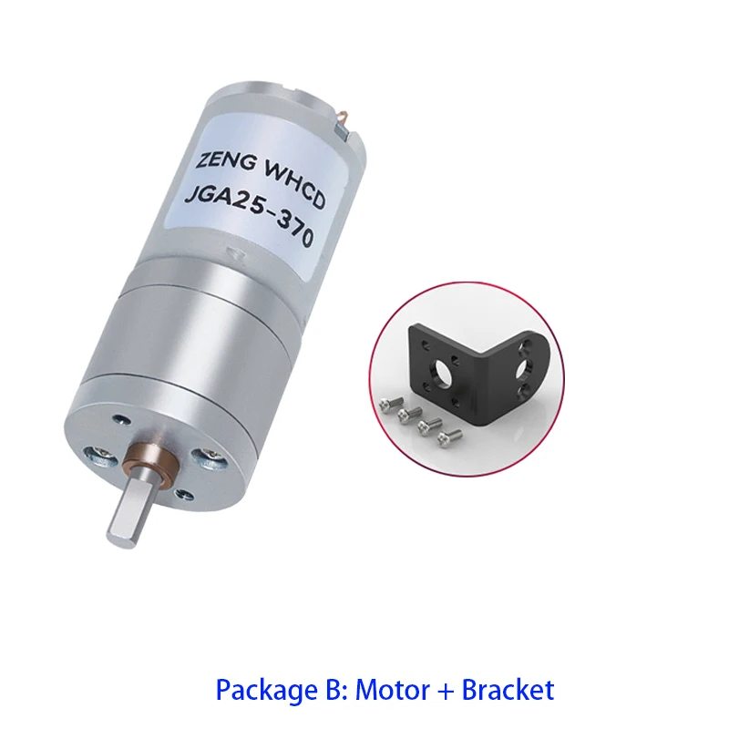 JGA25-370 DC 12V 24V 12RPM-1360RPM Reduction Gear Motor Large Torque High Power Worm Gear Motor Reversed Motor view 3