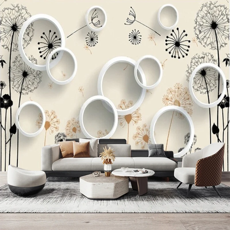 New Chinese-Style Modern Creative Art Minimalist Style Dandelion 3D Three-Dimensional TV Bedroom Hotel Wall Sticker Background