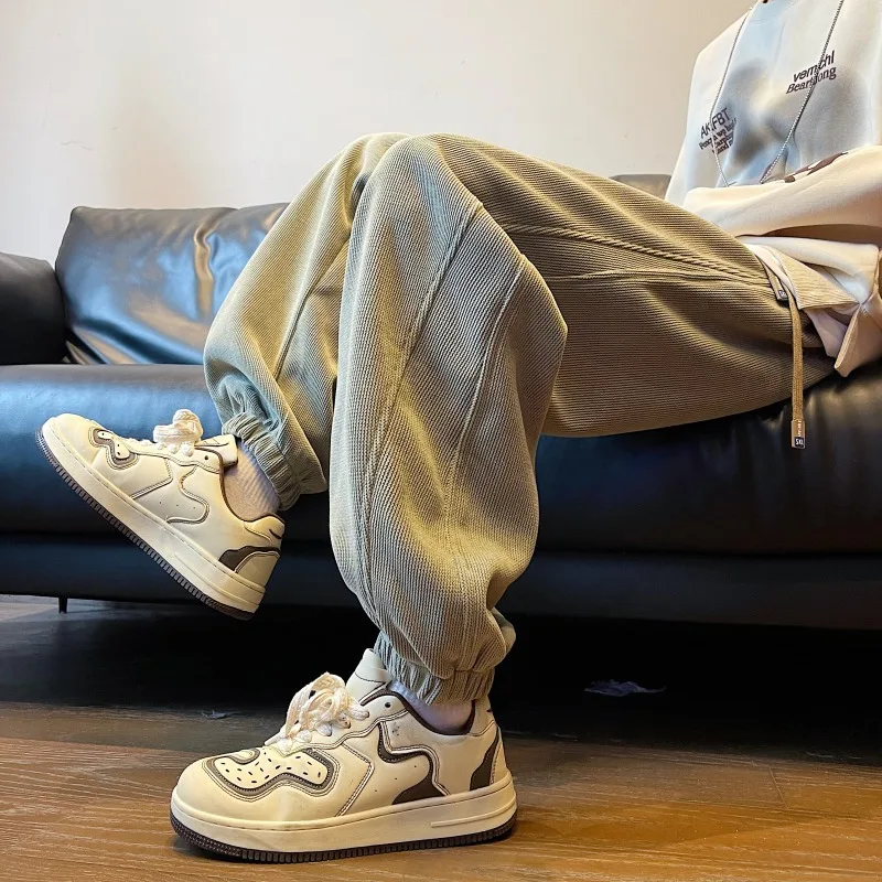 

Свободные мужские спортивные повседневные брюки в американском стиле, плотные, утепленные, осенние, модные, молодежные, длинные штаны