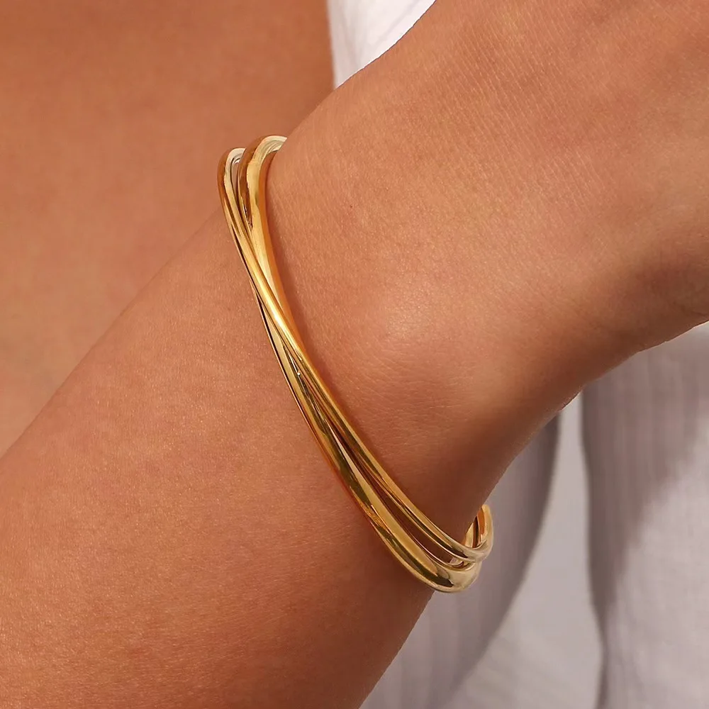 Customized Stainless Steel Bangle 18K Gold Sun Starry Butterfly Blue Eyed Elephant Bracelet Jewelry Wholesale for Women