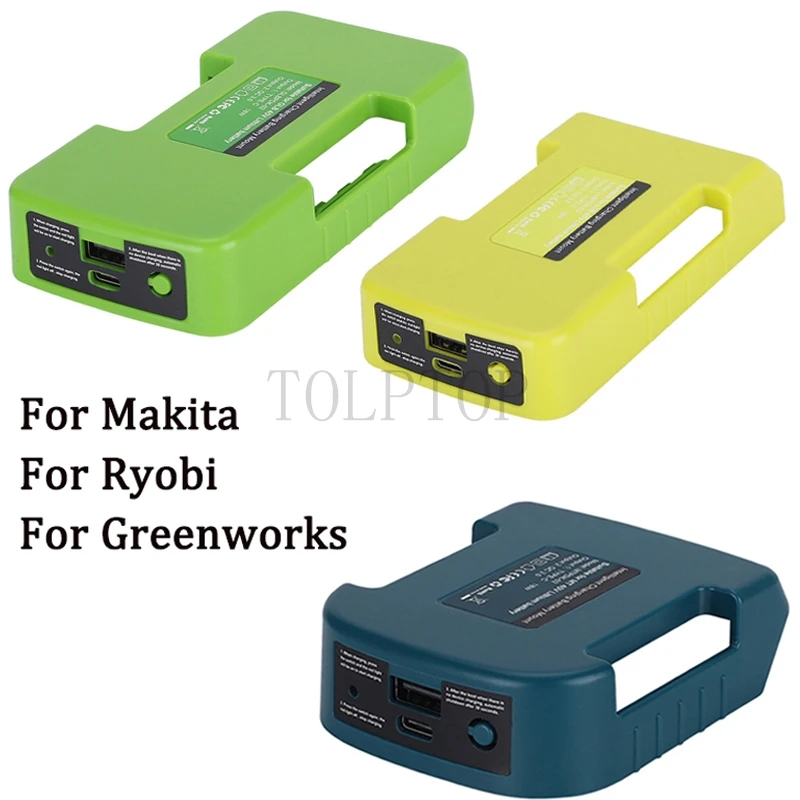 USB Power Bank Charger Adapter For Makita/Ryobi/Greenworks 40V Li-ion Battery Type-C Port Battery Storage Rack Holder Case