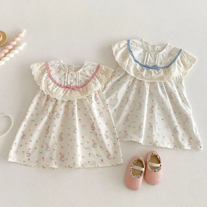 2026 New Summer Children Clothes Sister Clothing Kids Princess Dresses Sleeveless Cotton Print 1-6Yrs Baby Girl Party Dress