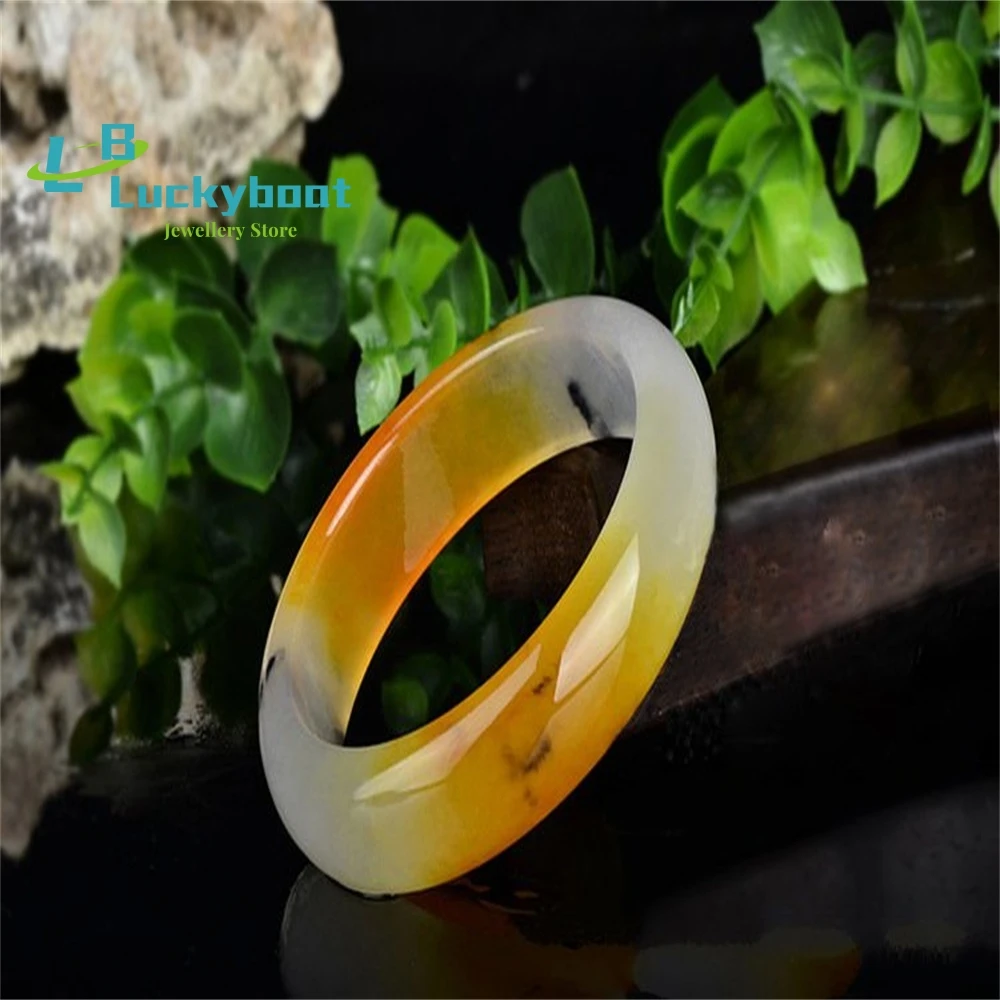 Natural Yellow Dragon Jade Water Grass Floating Flower Bracelet Women's Elegant Girlfriend Mother's Gift Exquisite Jewelry