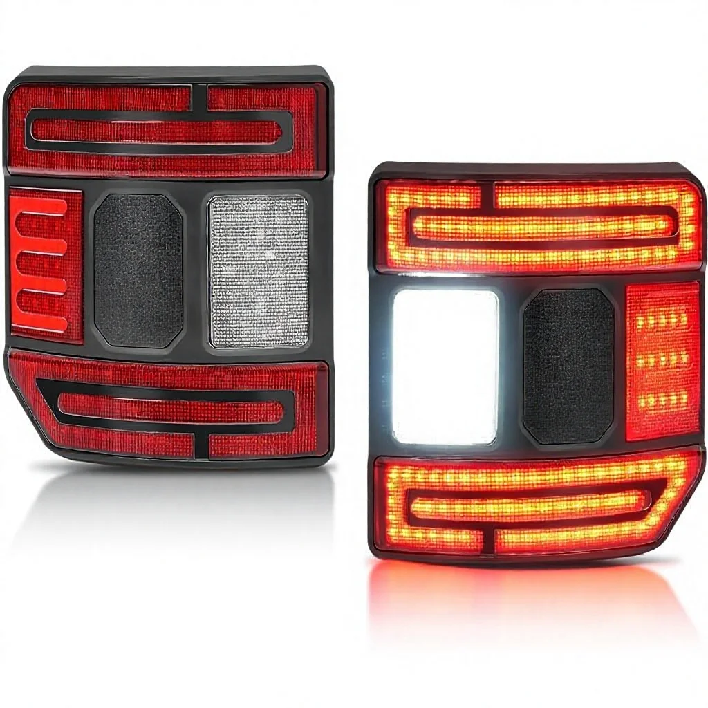 Flush Mount LED Rear Brake Tail Lights For Jeep Gladiator JT 2020+ Replace OEM Red Taillight Smoked Reverse Turn Running Light