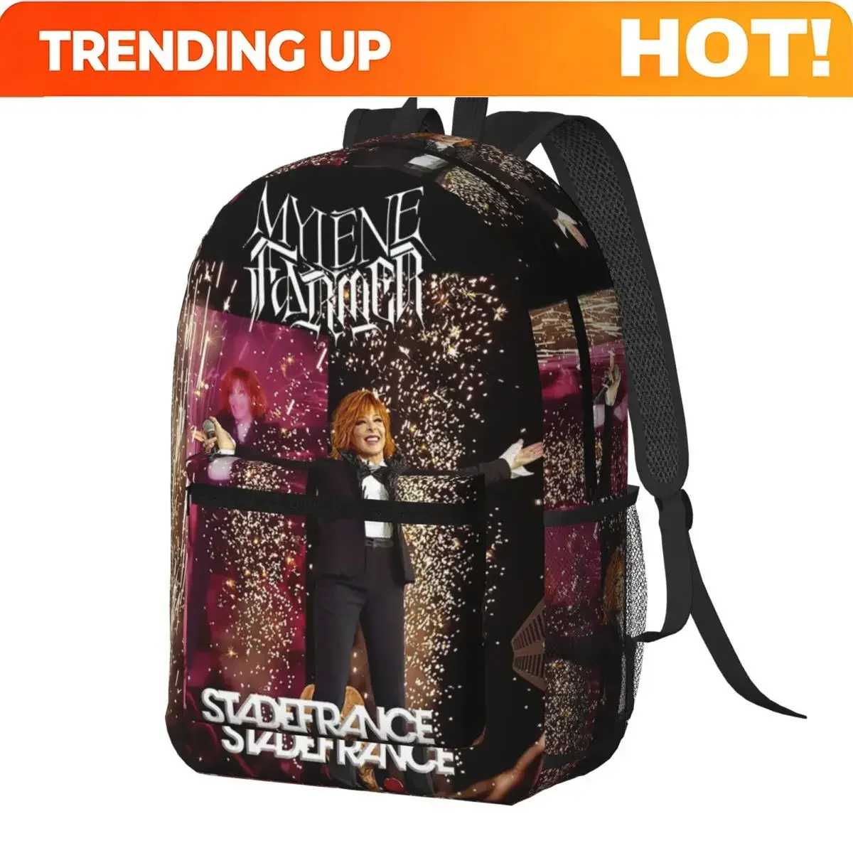Custom Bag Stade De France Mylene Farmer Backpack Daypack Large Capacity Boys Girls BookBag School Bag Shoulder Bags For Men Wo