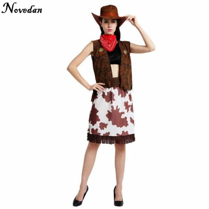 Halloween Party Cowboy Costume For Adult Men and Women Cowgirl Cosplay Western Dress Suit Carnival Adult Costumes