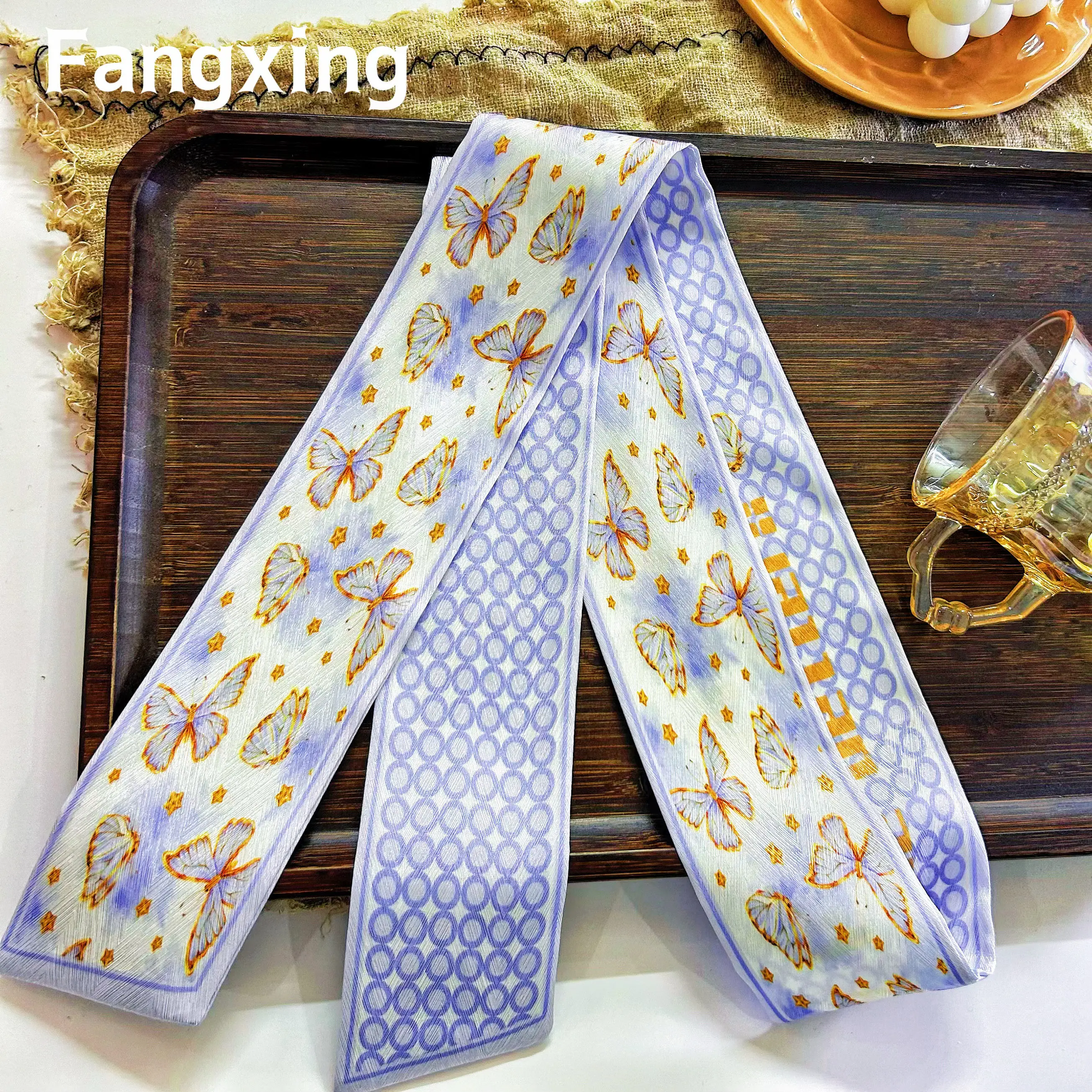 

Original Korean Versatile Decorative Butterfly Scarf Headband Long Silk Scaf Strap Bag Accessories Hair Accessories for Women