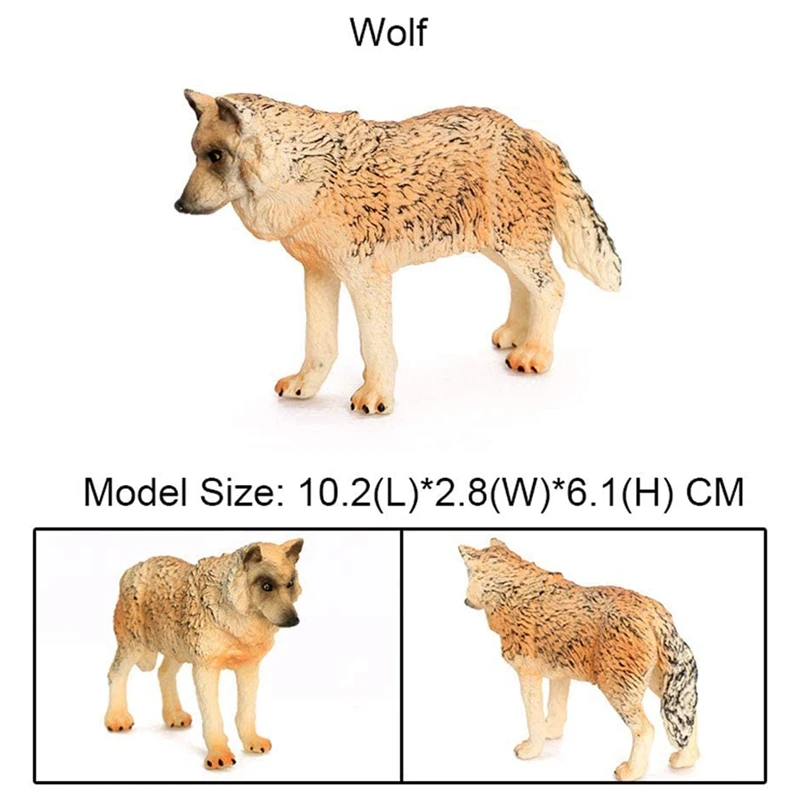 6 Pcs Realistic Plastic Wolf Figurines Action Model Mini Wild Animals Toy Learning Educational Decoration Toys