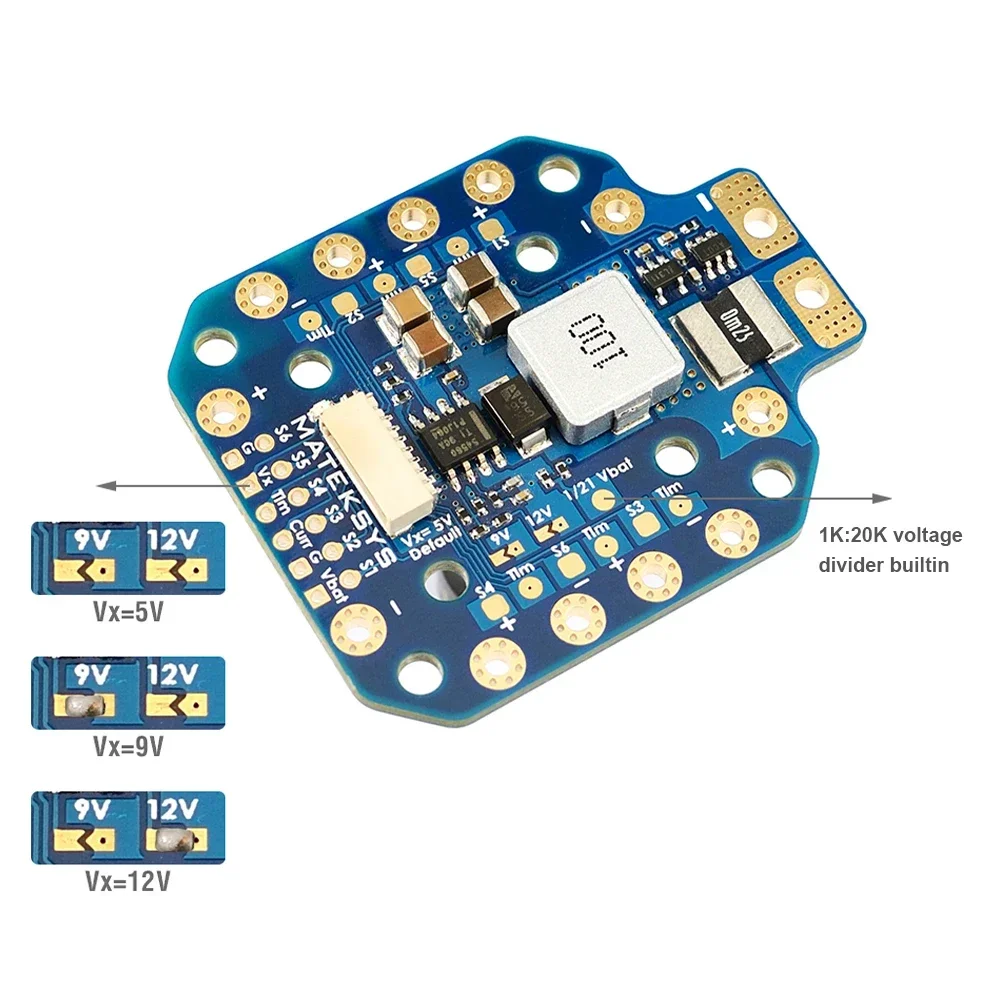 MATEKSYS PDB-HEX 12S 5A 5V/9V/12V BEC tablica rozdzielcza zasilania PDB 30.5X30.5mm 20X20mm dla RC FPV Multirotor X-CLASS Drone