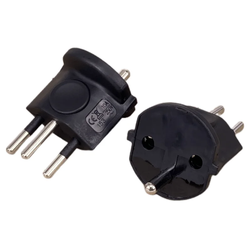 1 szt. Europejskiej francji do szwajcarskiego wtyczki Adapter podróżny 3 wtyk pinowy 10A 250 przeciwko wtyczka zasilania UE do wtyczka elektryczna w Szwajcarii
