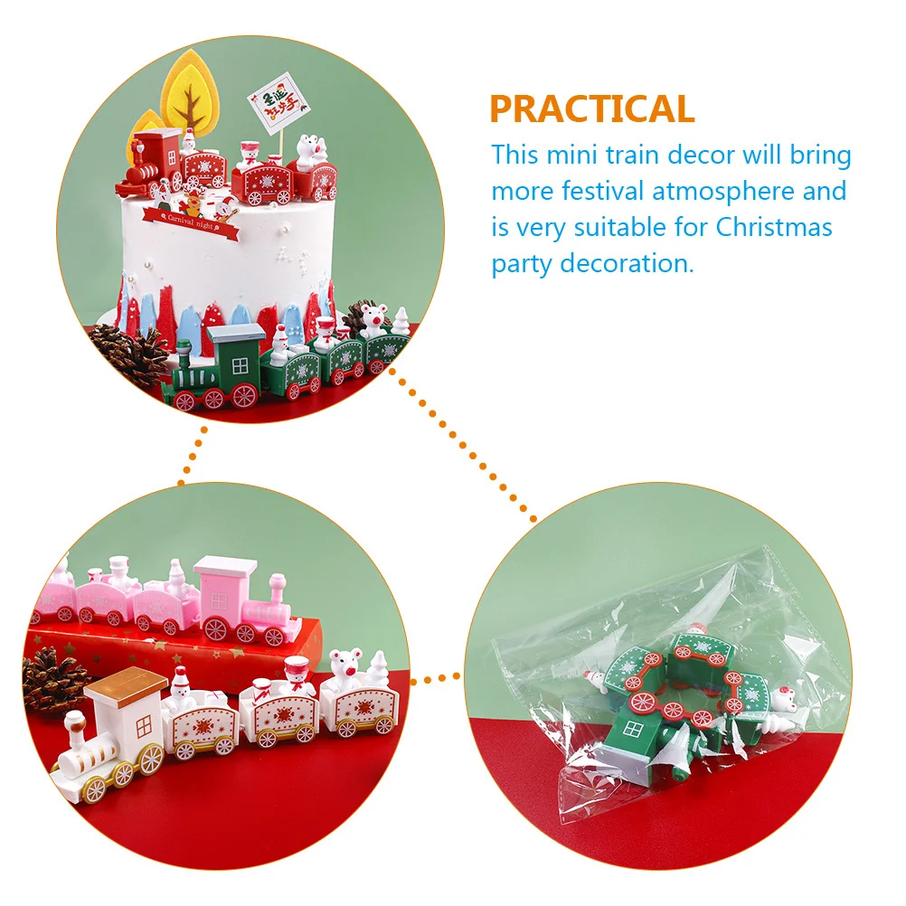 

4Pcs Christmas Mini Train Xmas Plastic Train Ornaments Miniature Xmas Party Decoration Kids Gift Christmas Decorations
