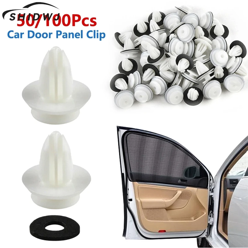 50/100Pcs Car Door Panel Clip W/Sealing Ring Auto Vehicle Retainer Fastener Bumper Clip Car Push Pin Rivet Door Panel Board Clip