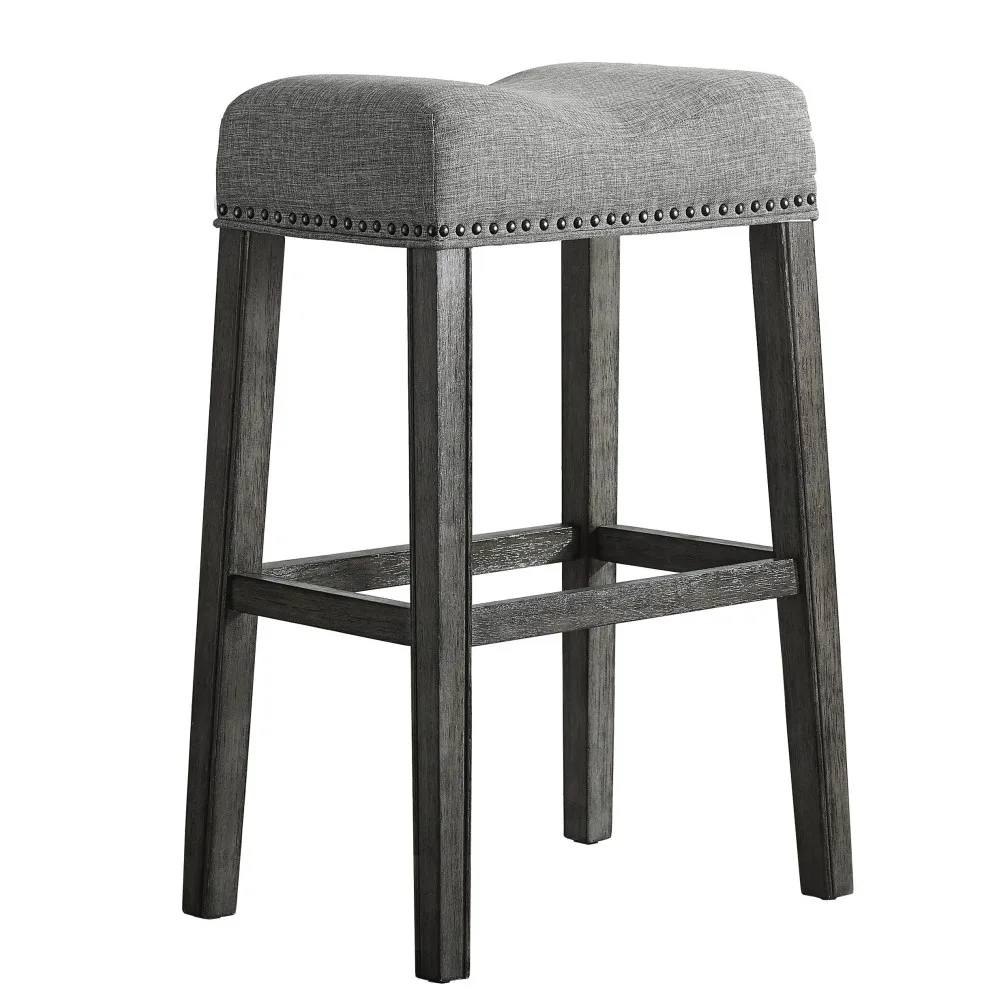 

CoCo Upholstered Backless Saddle Seat Bar Stools 29" Height Set of 2, Gray