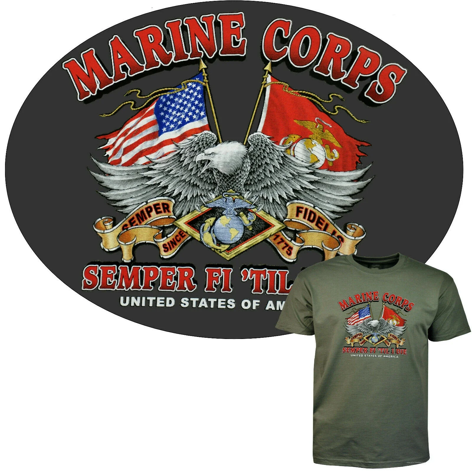 

Army T-Shirt US Mmarines Blu Marino United States Bandiera USA Aquila 3176 Oliva Breathable Top, Loose Casual Mens T-shirt S-3XL