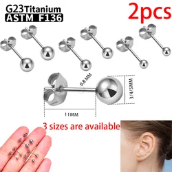 G23 Titanium Piercing Earrings Push Pin Piercing Ear Earrings ASTM F136 round Ball Body Jewelry Unisex Women Men