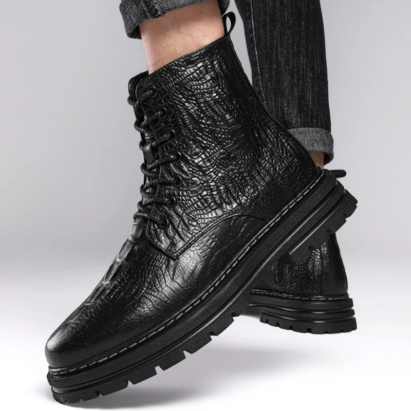 

Thick-soled boots 2023 autumn men's new high-top leather shoes men's leather boots