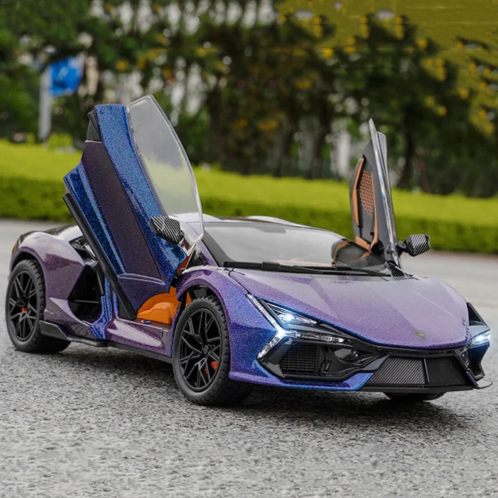 

1/24 Metal Diecast Revuelto Cars Models Rubber Tires Sports Car with Light Sound Auto Decoration Toys for Friend Festival Gifts