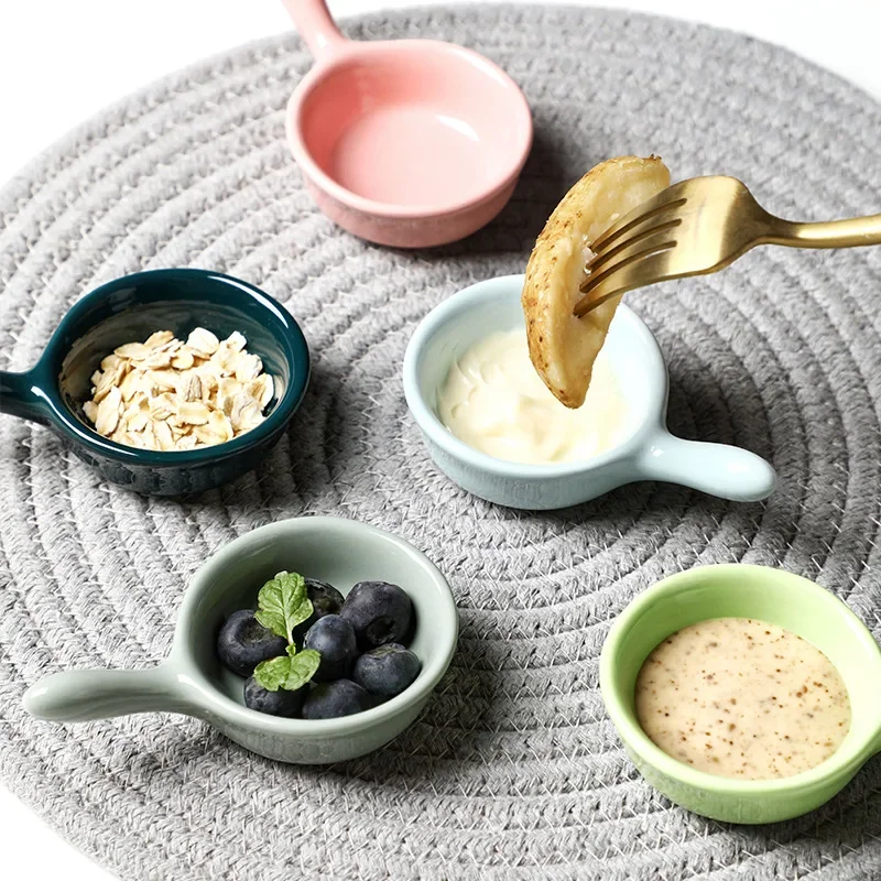 

Creative Ceramic Seasoning Dish, Small Plate, Japanese Salad Dipping Soy Sauce and Vinegar, Household