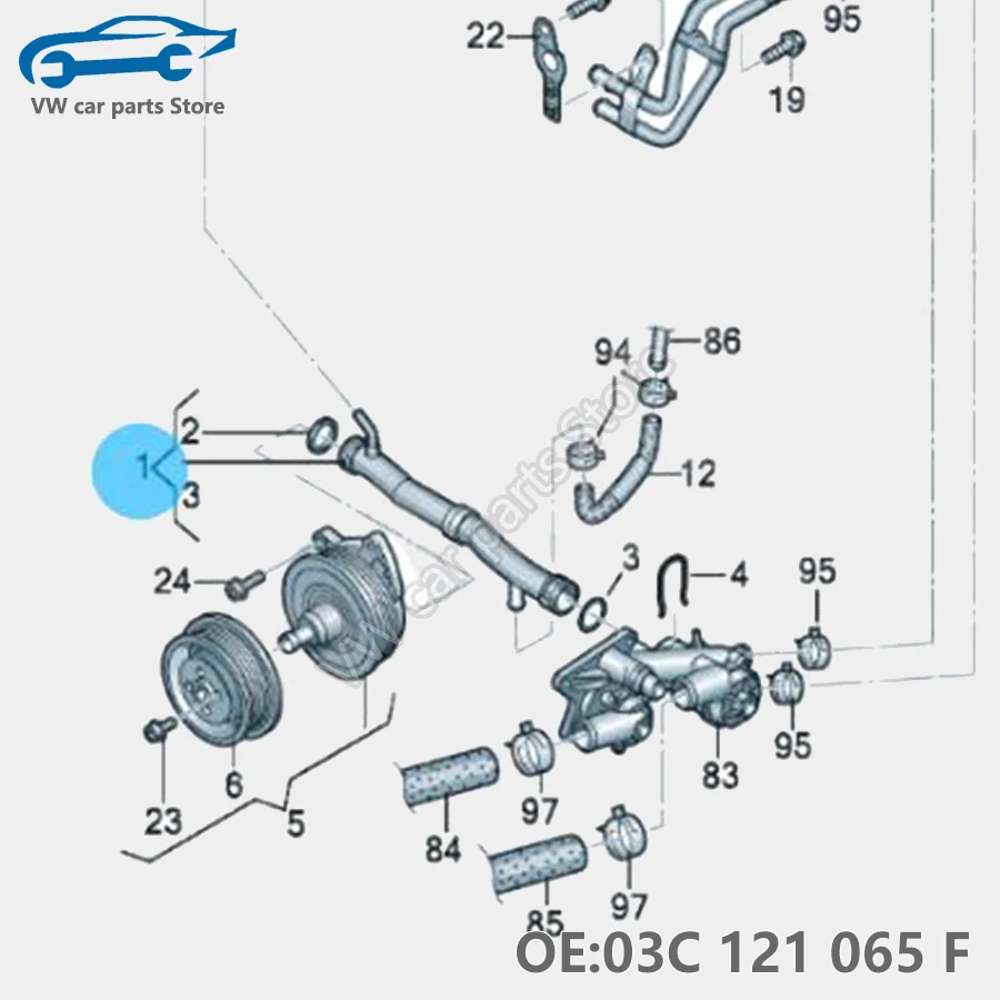 03C121065F Engine Cooling System Water Coolant Flange Pipe Fits For VW Golf MK6 Tiguan Touran Passat CC Sciricco Eos Jetta 1.4T