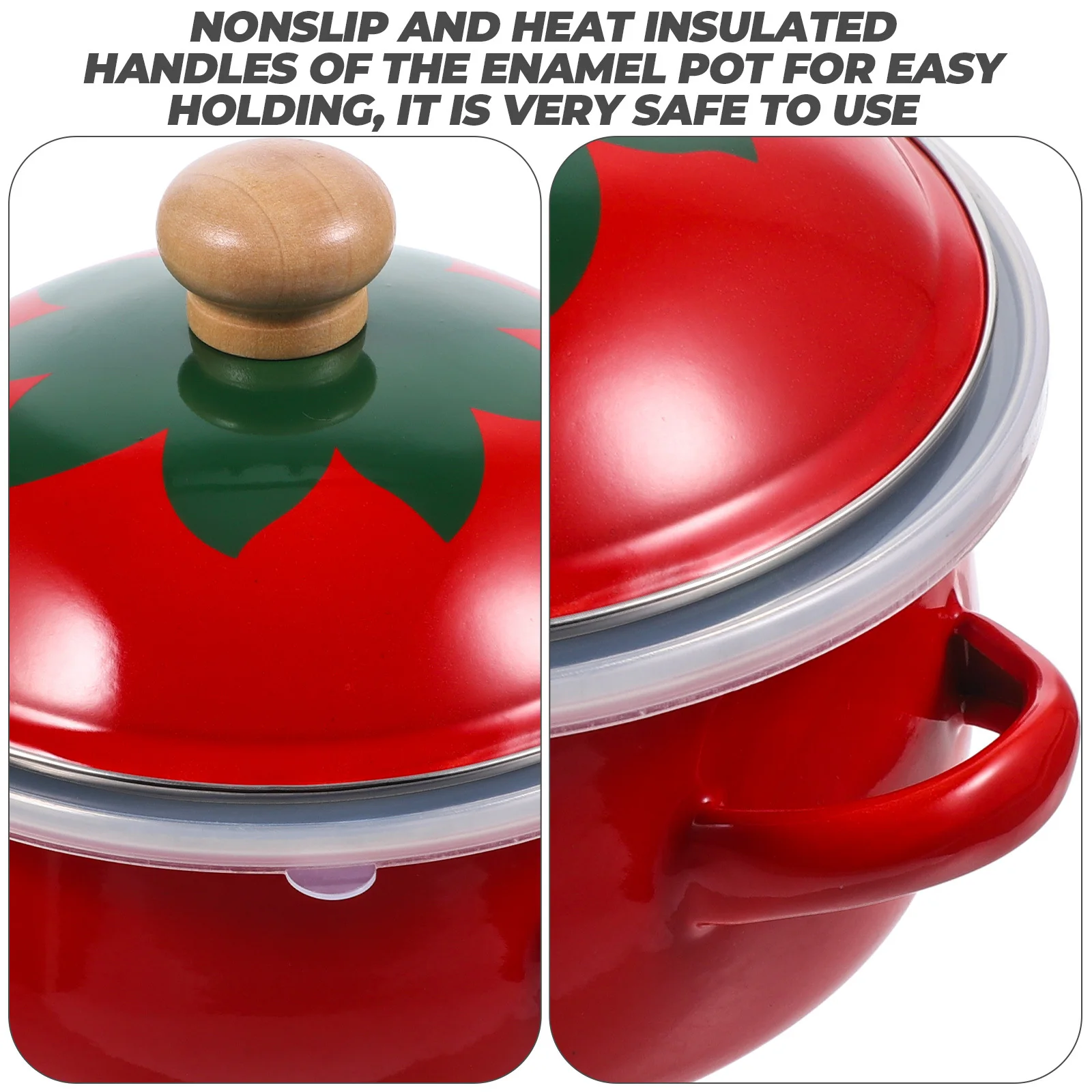 

Эмалированная кастрюля для тушения супа с двумя ручками и крышкой, износостойкая, теплоизоляционная, нескользящая, домашняя кухонная посуда, сковорода с глубокими подставками