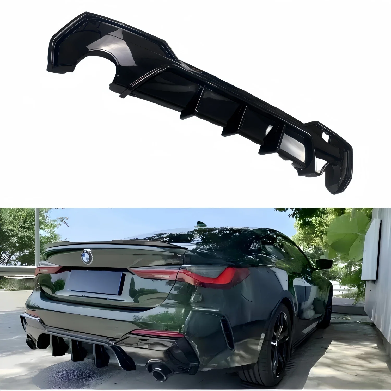 MP Style Gloss Black Car Rear Bumper Diffuser For BMW 4 Series G22 G23 Facelift  M Sport 420i 420d 430i 430d 2020-2024 Bodykits