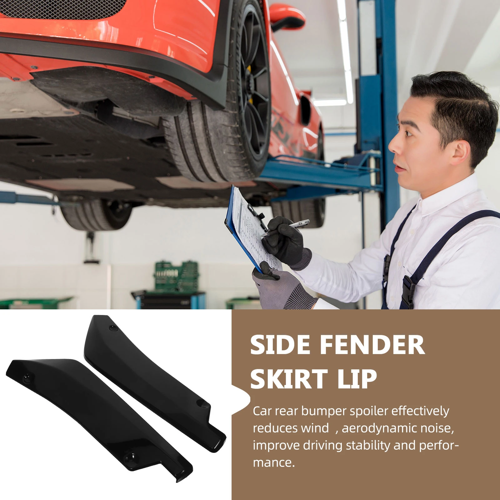

2pcs Rear Bumper Diffuser Spoiler Black Exterior Car Accessories for Most Models Reduce Wind Resistance Improve Stability