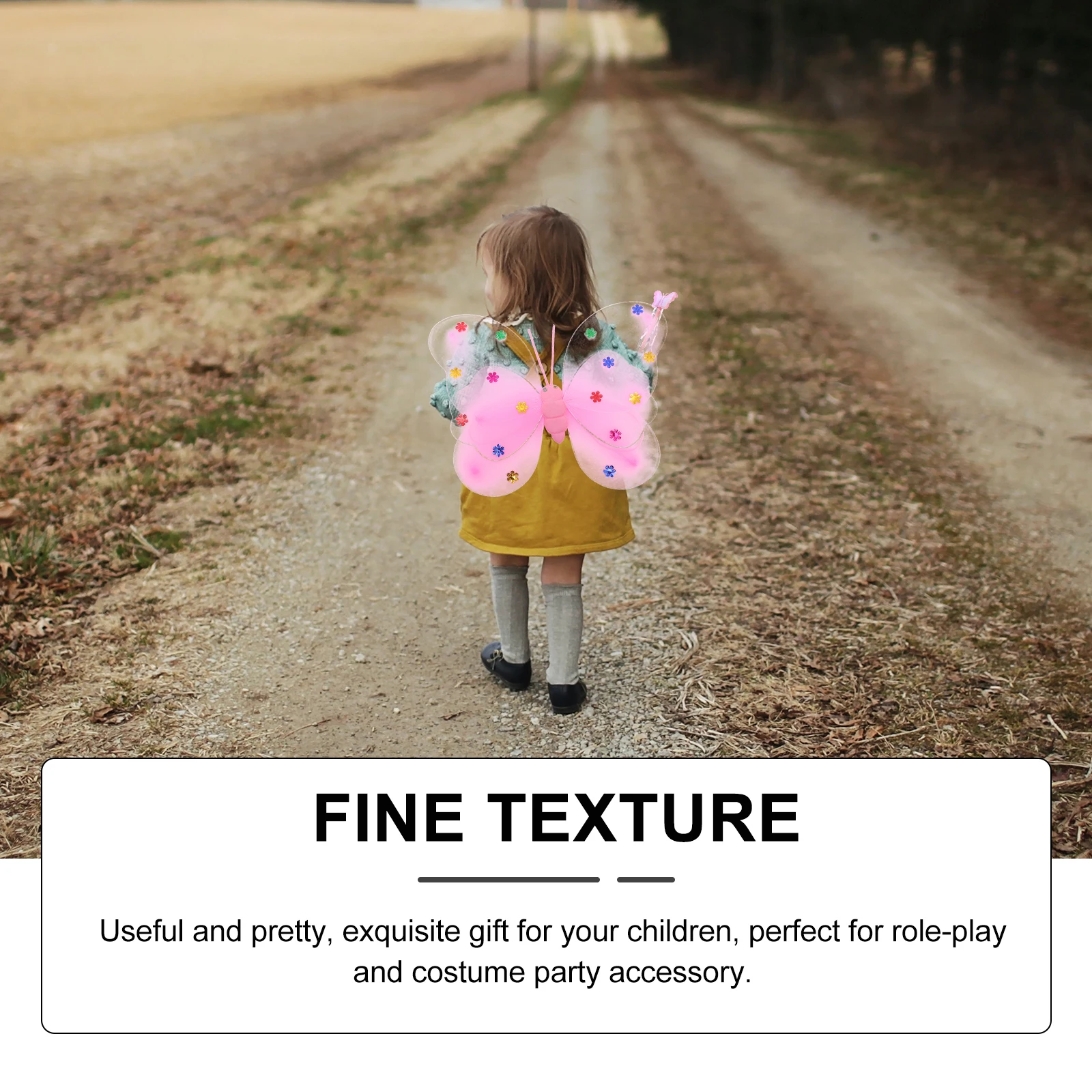 

3 Pcs Wings Three-piece Set of Performance Costumes Fairy Single Layer Dress up Child