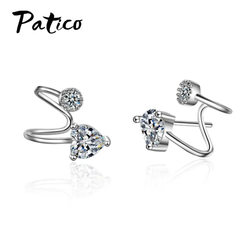 Fashion 925 Sterling Silver Cubic Zircon Ear Cuff Fake Piercing Clip On Earrings Jewelry Bijoux Boucle Doreille Clip