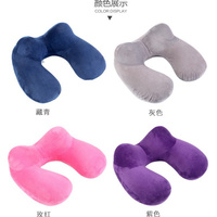 Travel Portable Pillow Ultra Soft Flocked Pillow Car Pillow Neck Support Pillow Travel Three Treasures Inflatable Pillow Travel