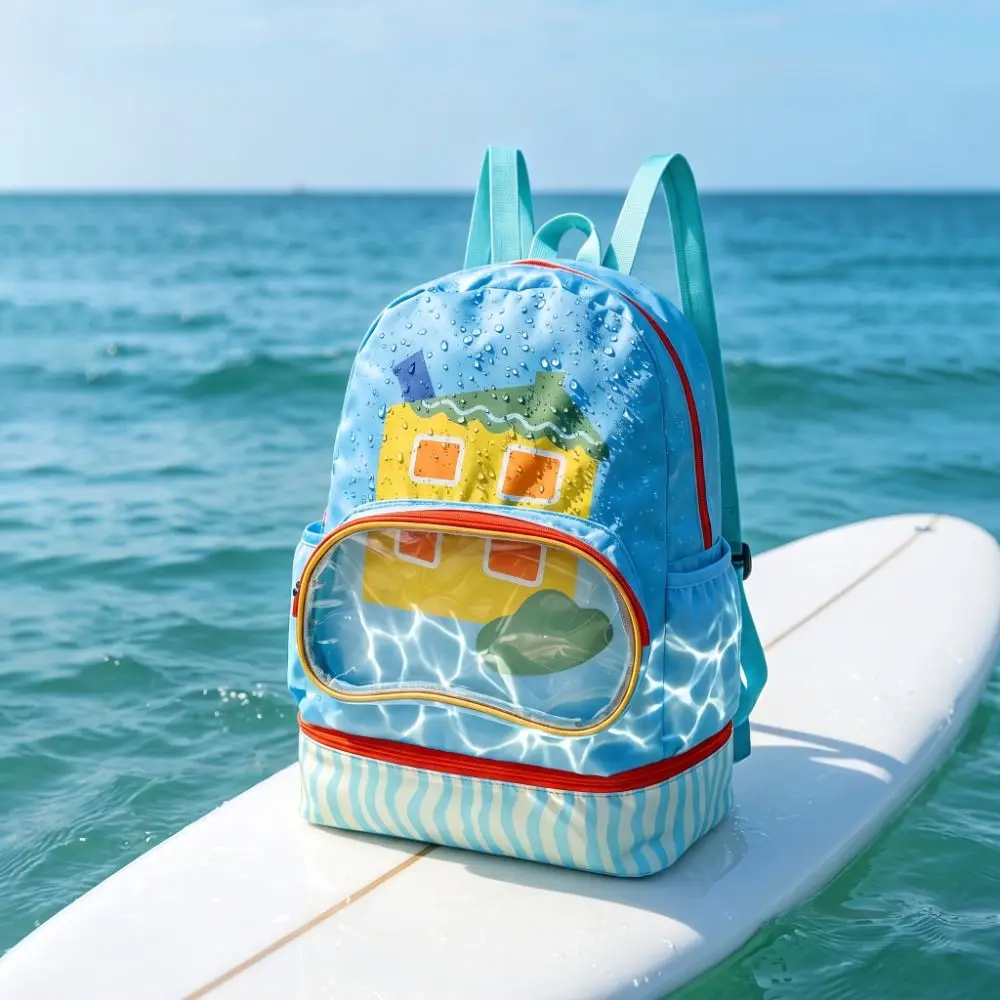 Waterproof Swimming Storage Bag Wet Dry Separation Double-Shoulder Swim Backpack Cartoon Design Shoe Compartment