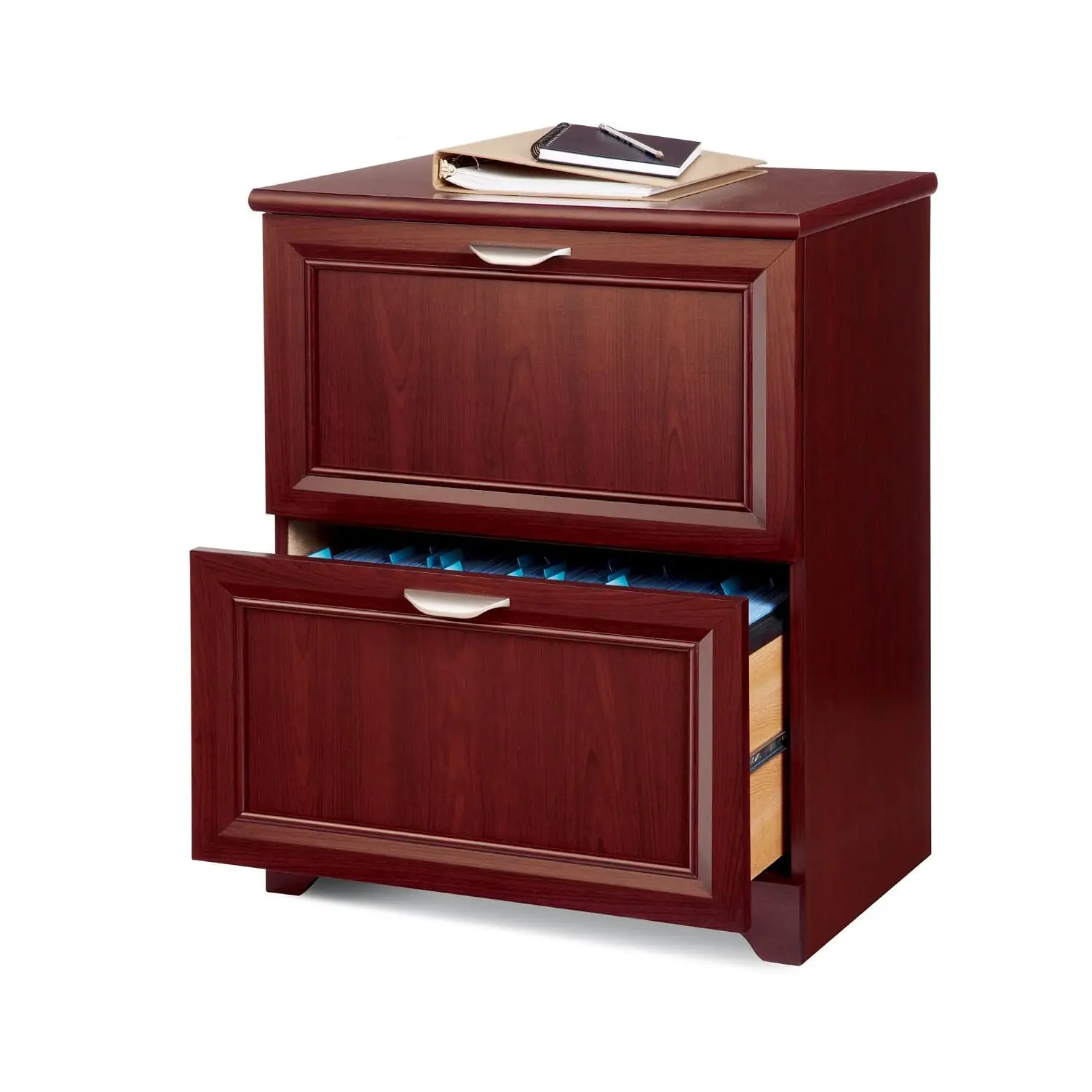 Lateral 2-Drawer File Cabinet, Classic Cherry Wood Finish, Home Office Storage, 23.5