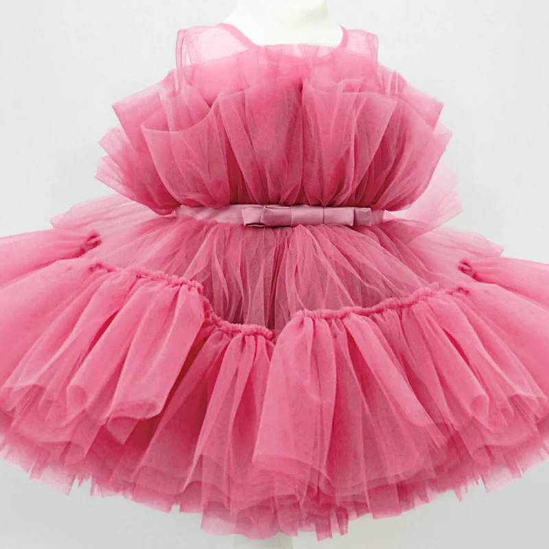 Elegant Dress Girl Wedding Princess Gown Baby Girls Birthday Baptism Tulle Vestidos Bridesmaid Evening Party Blue Dresses 1-5Y
