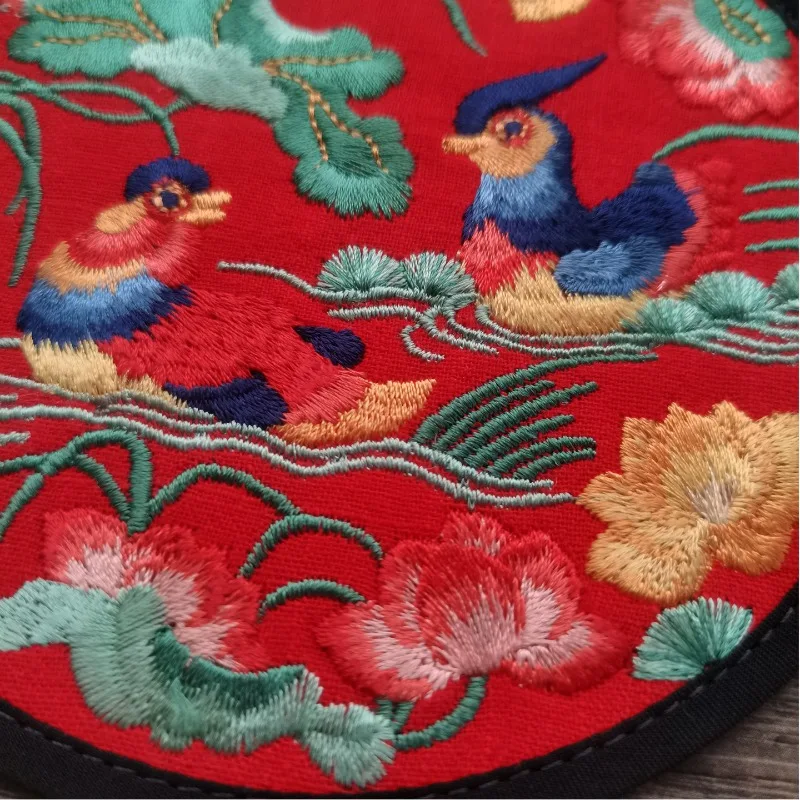 Unique Exquisite Mandarin Duck Embroidered Coaster Chinese Traditional Wedding Souvenir Tea Mat Business Gift for Abroad Guests