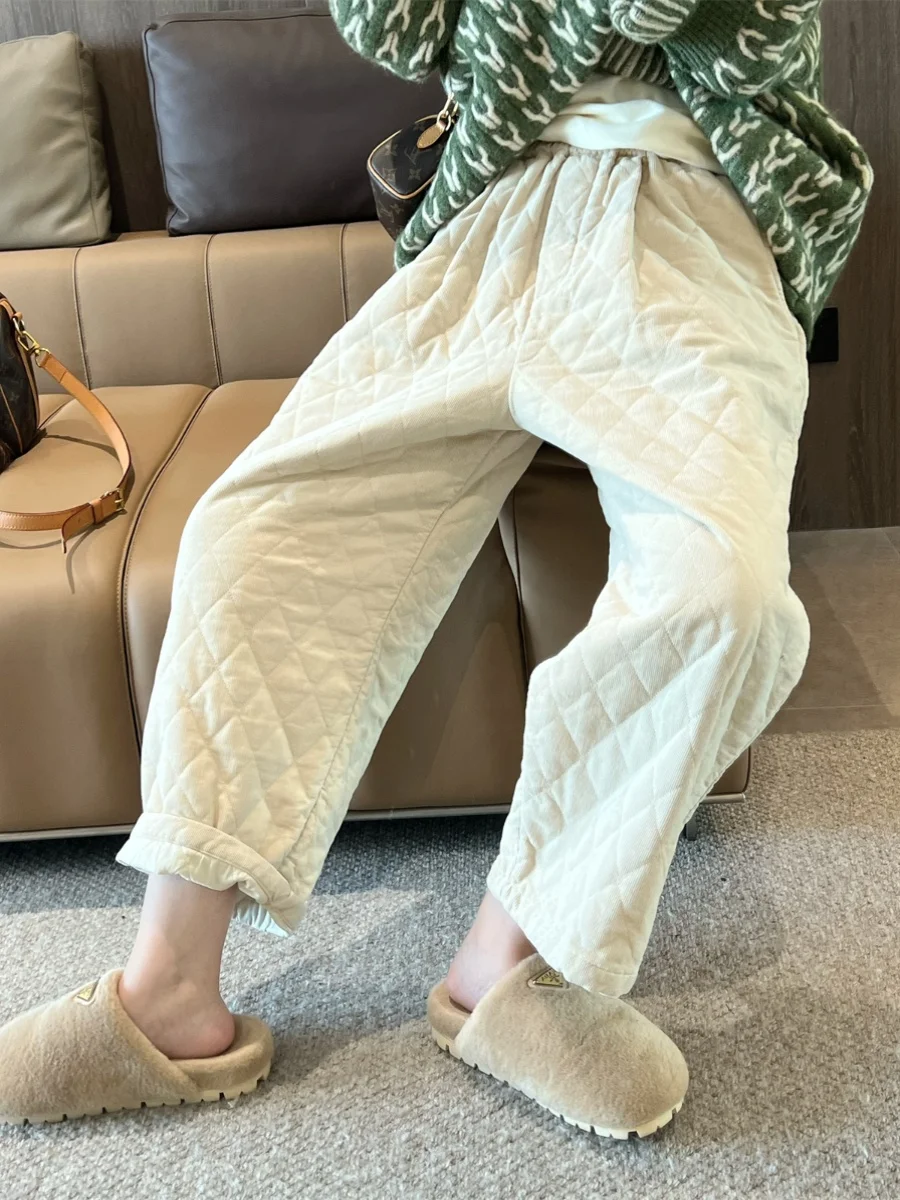 Laid-ba Oversized katoenen fluwelen lange broek Casual Veelzijdig Diamond id Katoenwortelbroek Woon-werkverkeer Sle Winter Thiened