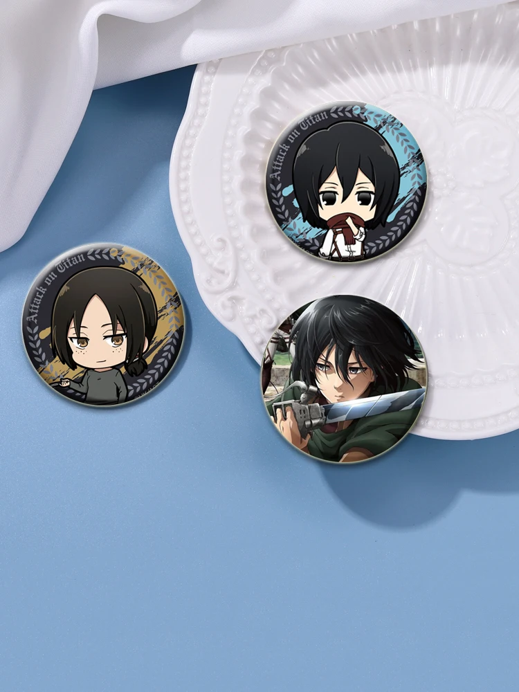 Anime Attack on Titan Eren Levi Badge Handmade Cartoon Brooches Armin Arlert Erwin Lapel Pin Backpack Hat Bag Decoration