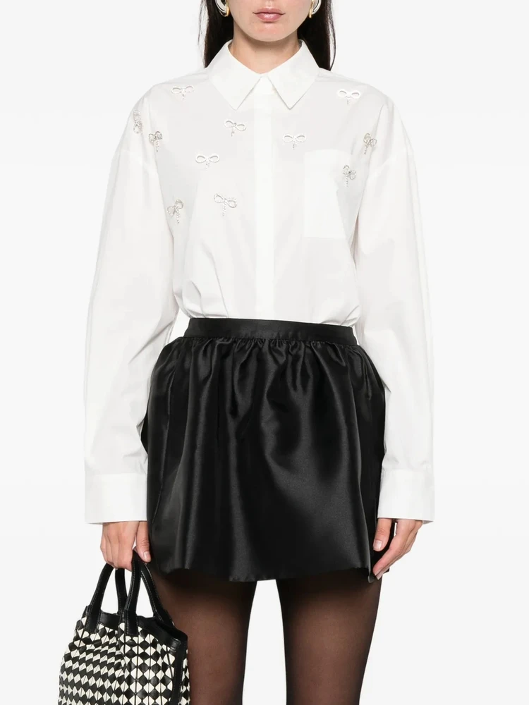 

Комплект из хлопковой длинной рубашки и пышной юбки с декором в виде узлов, роскошный весенний женский наряд