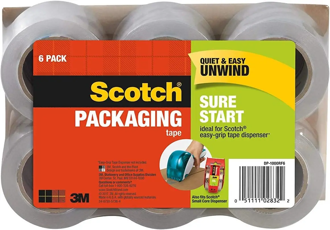 

Sure rt Packaging Tape Refill Rolls, 6-Rolls, 1.5" Core, 1.88 Inches x 900 Inches (DP-1000RF6), 10 Pack