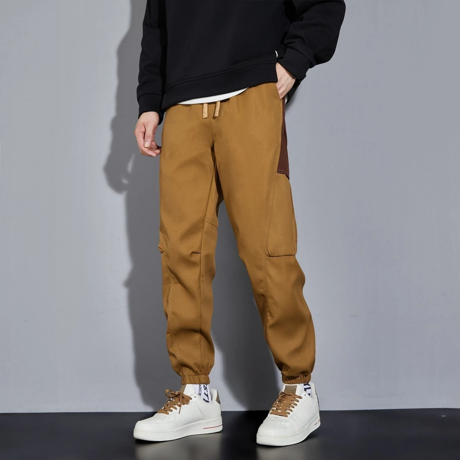 

Color Blocking Loose Men's Cargo Pants Cheap Casual Harajuku Aesthetic Street Slacks Y2k Vintage Spring and Autumn Male Trousers