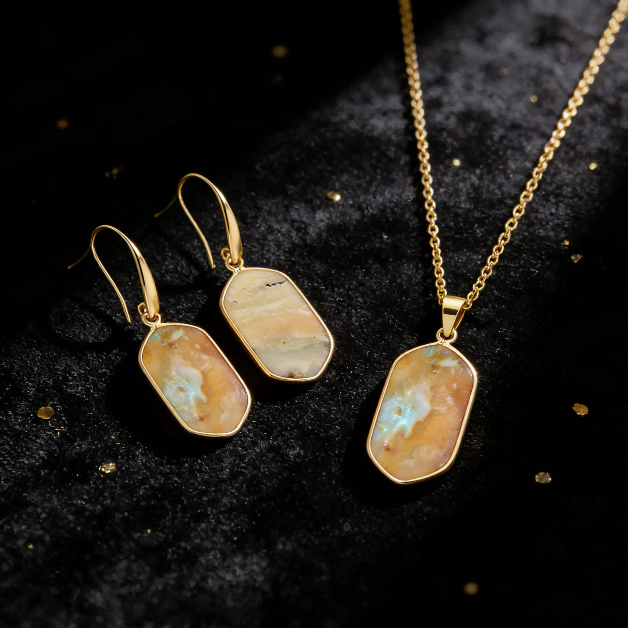 

Natural Stone Jewelry Set Bohemian Vintage Amethyst Earrings Necklace Suitable for Women for Daily Wear Travel Parties Gifts