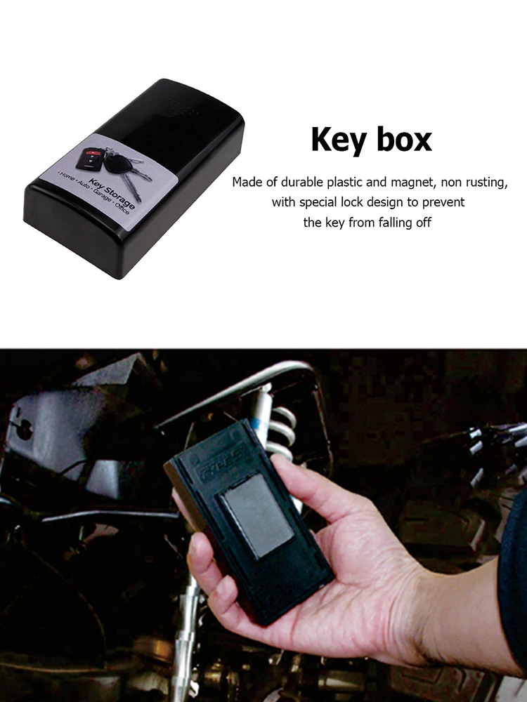 Magnetic Car Stash Safe Lock Spare Key Box Practical Storage Safe Security Box Black for Home Office Factory Car